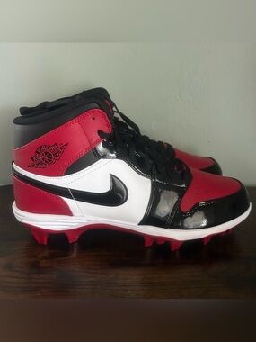 Jordan 1 Mid TD Football Cleats Red Mens Size 10 FJ6805-601